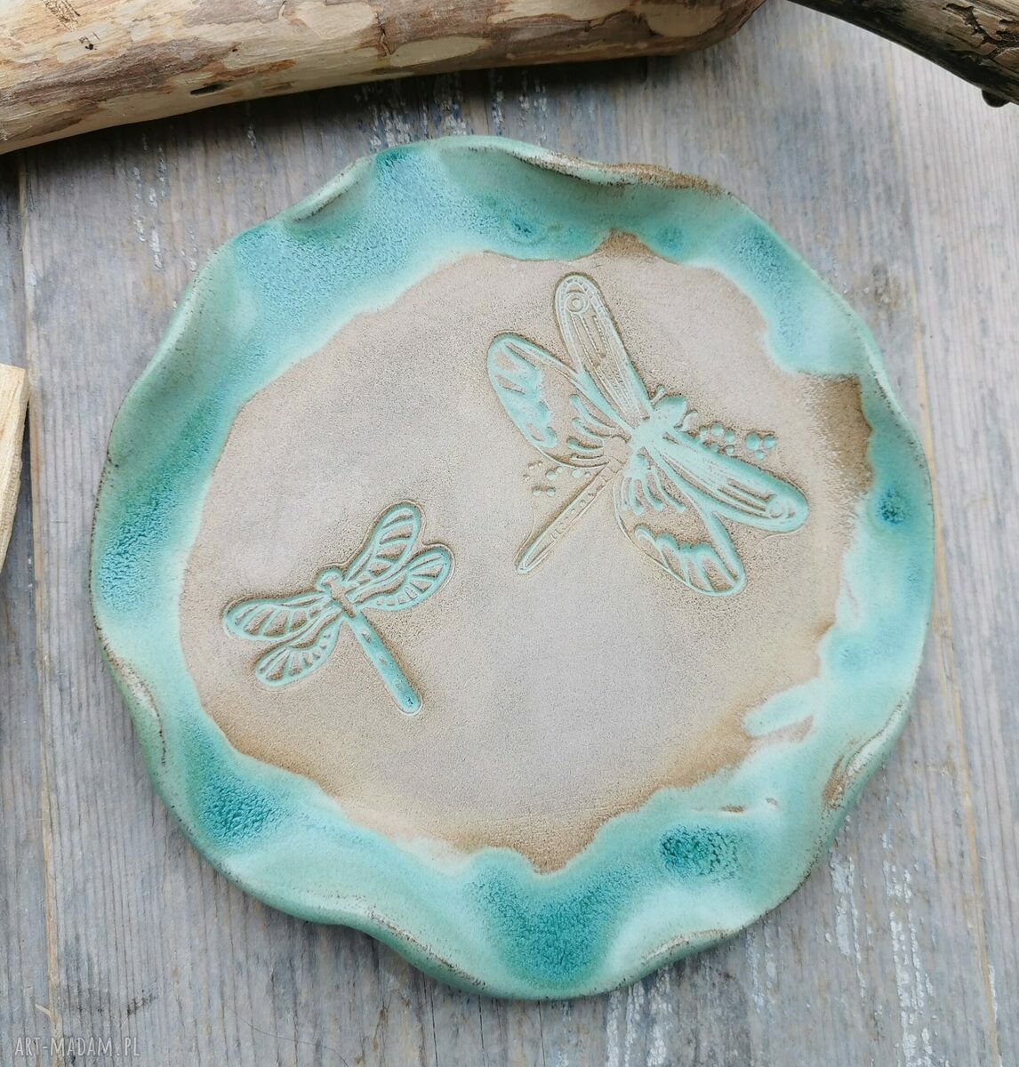 Ceramiczny talerz ważki (Shiraja) - ręcznie robiona podstawka