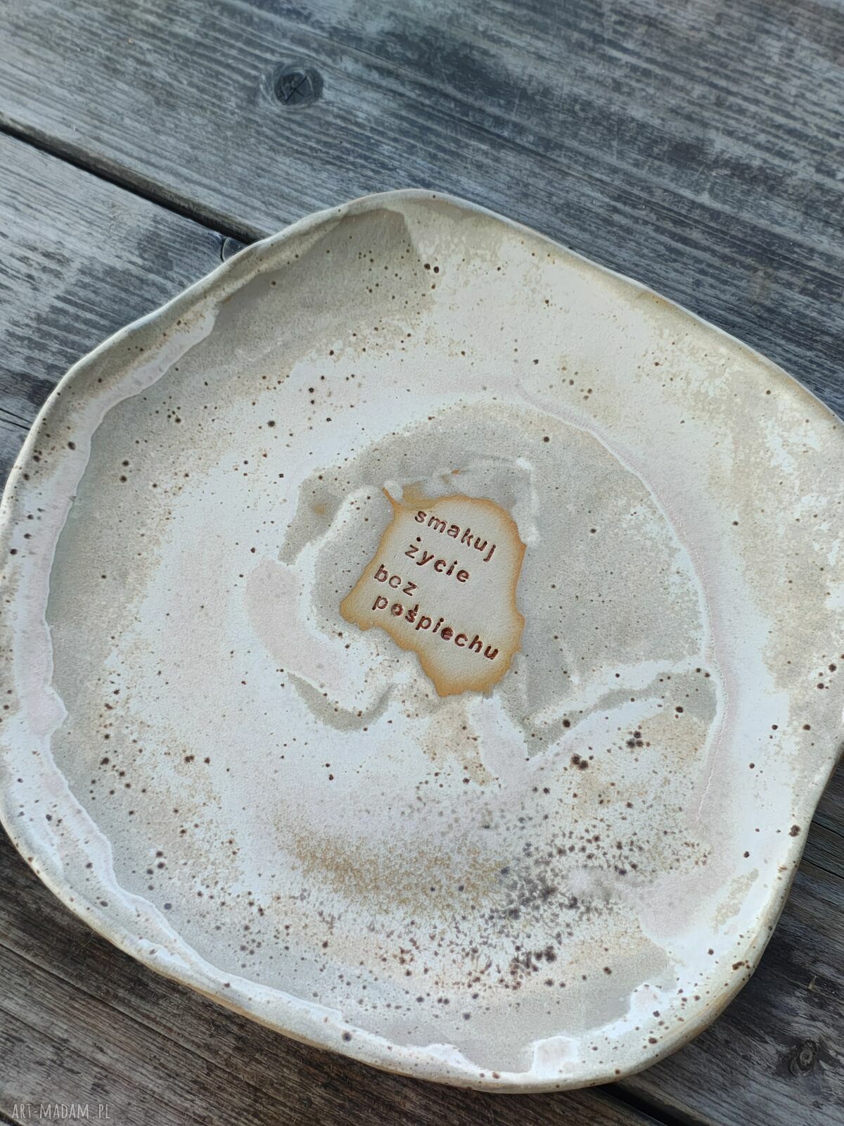 Ręcznie robiony talerz ceramiczny obiadowy 28,5 cm