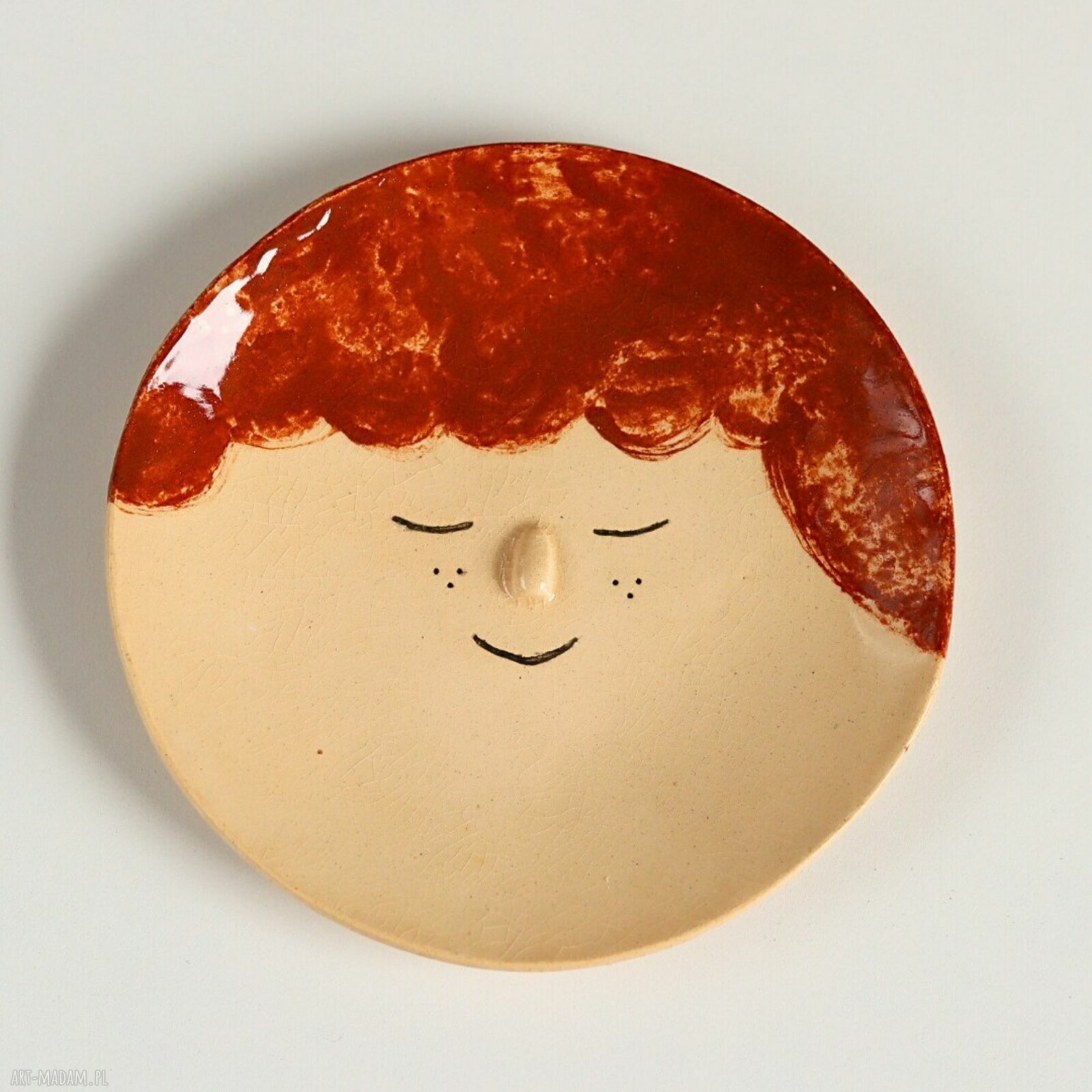 Ceramiczny talerzyk na biżuterię Twarz Rudzielec
