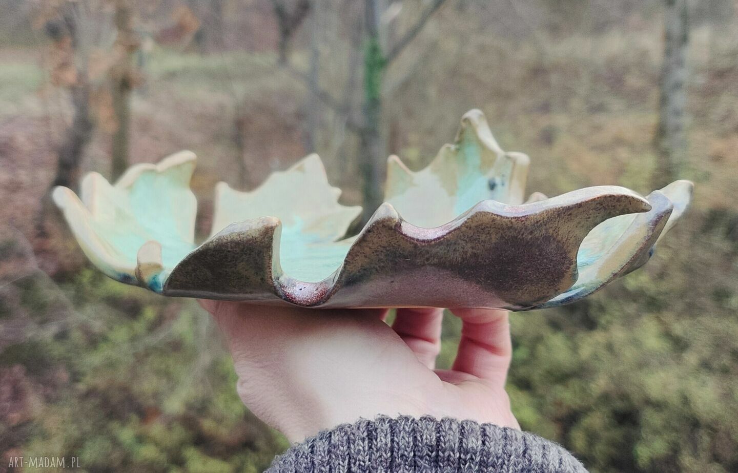 Ceramiczny talerzyk Liść Klonu C741 - patera pod biżuterię i świece