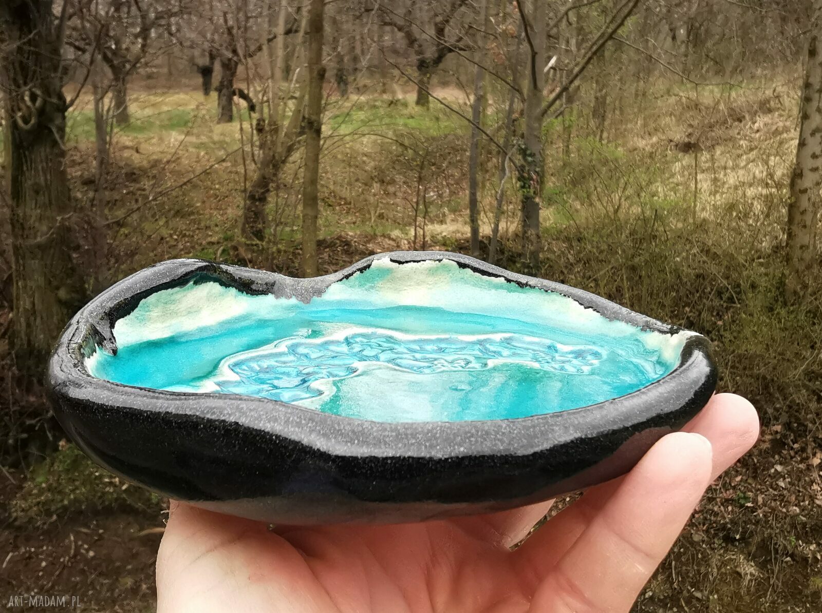 Ceramiczny talerzyk na biżuterię z motywem ptaków (c217)