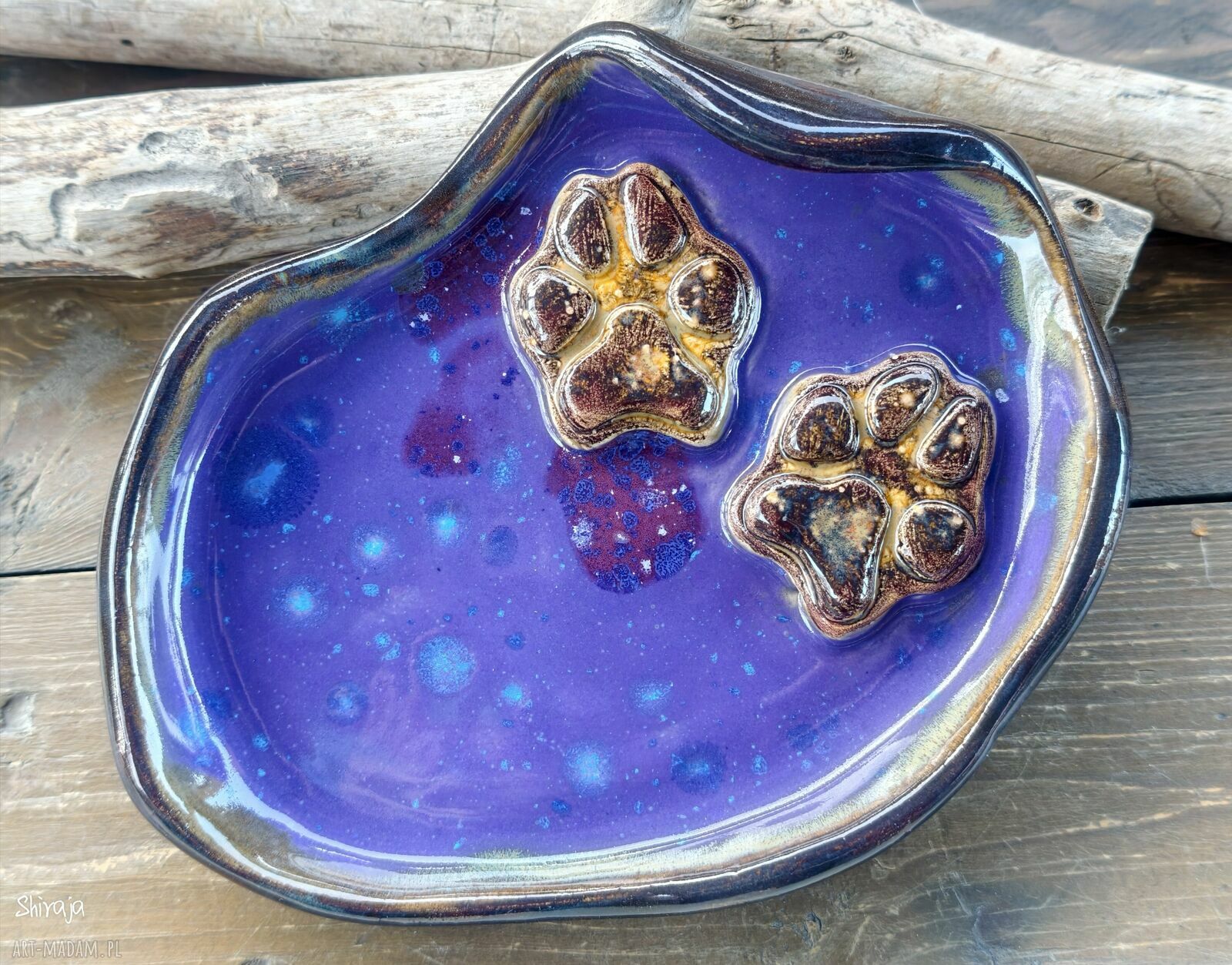 Ceramiczny talerzyk psie łapki - ręcznie robiona podstawka na biżuterię i kadzidło