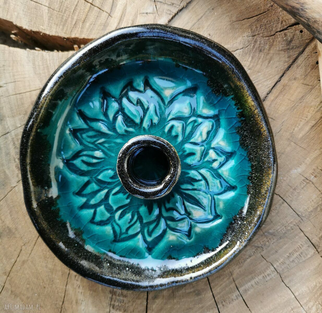 Ceramiczny talerzyk na Santo Palo C161 - turkusowa ceramika Shiraja (rezerwacja)