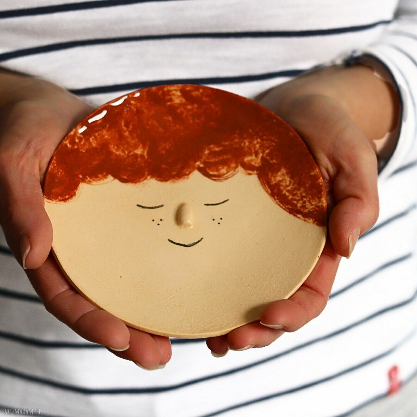 Ceramiczny talerzyk na biżuterię Twarz Rudzielec