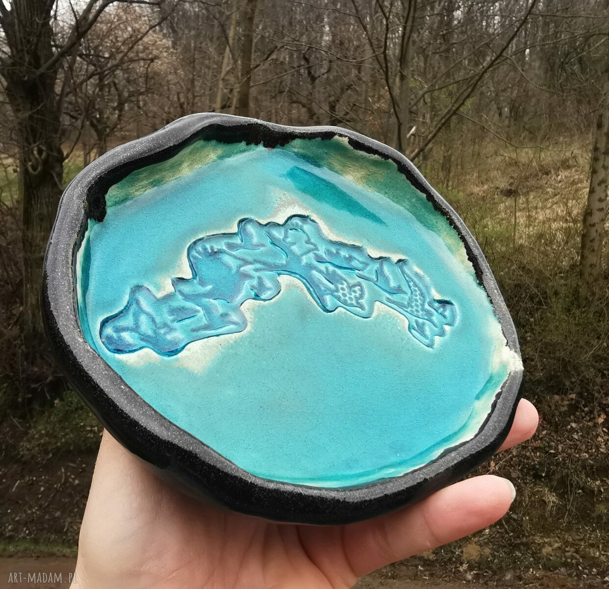 Ceramiczny talerzyk na biżuterię z motywem ptaków (c217)