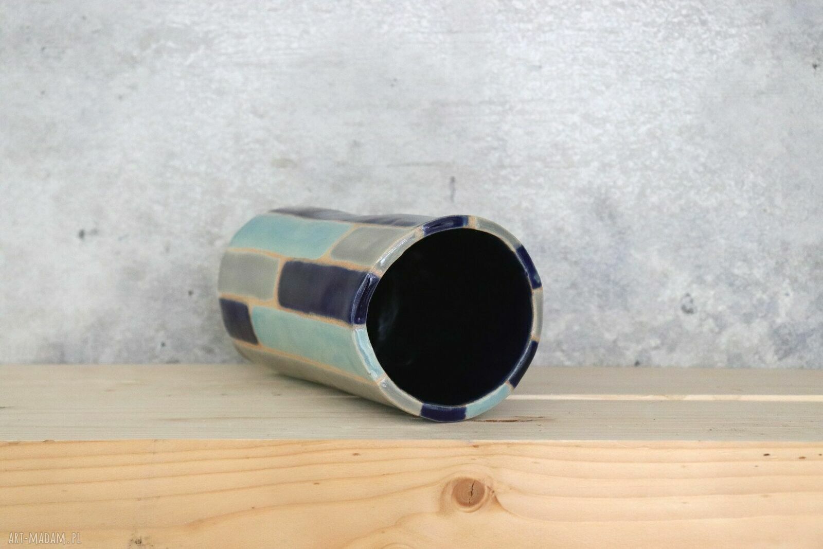 Wazon ceramiczny Otuliny - handmade w błękicie i szarości