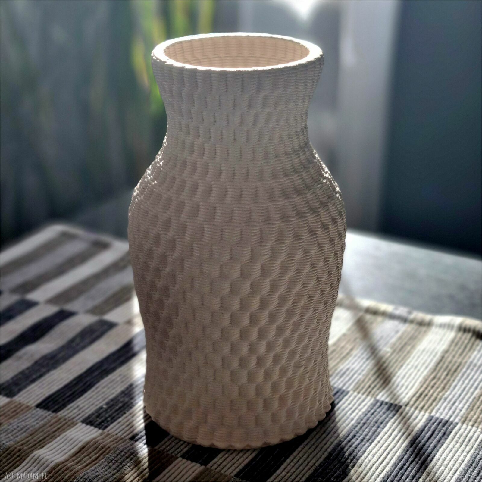 Wazon ceramiczny druk 3D Nowoczesny Minimalistyczny na kwiaty - beżowy, 21 cm