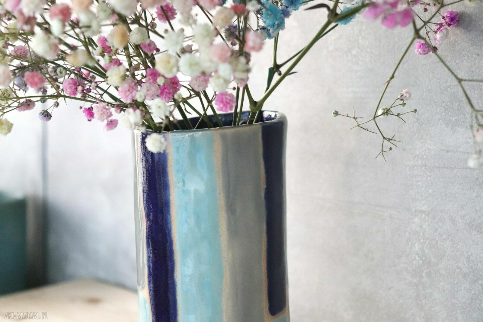 Wazon ceramiczny Otuliny - handmade w błękicie i szarości