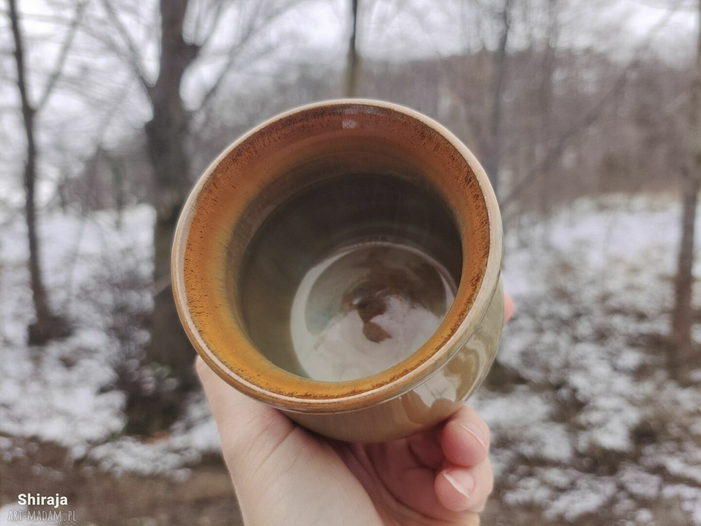 Ceramiczny wazon na kwiaty C752 z kamionki - pomarańcz i beż, ręcznie wypalany