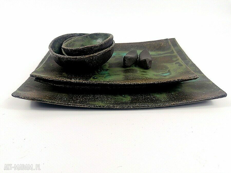 Ceramiczny zestaw do sushi dla dwojga - ręcznie robiony