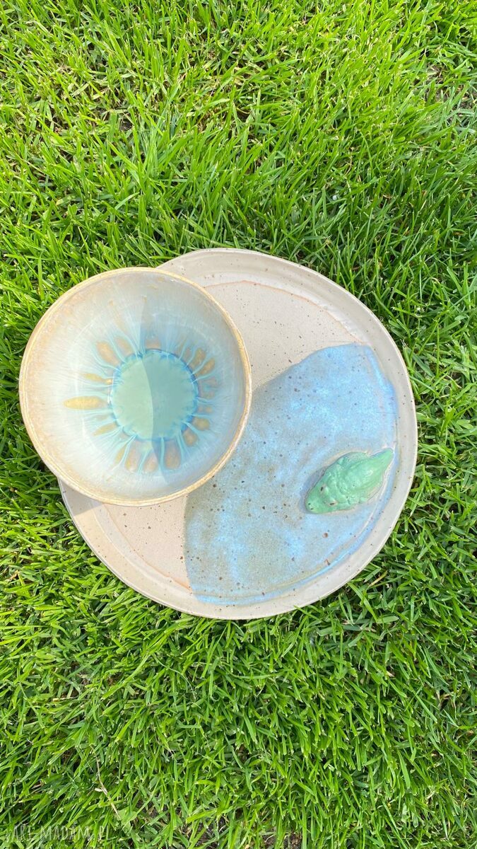 Ceramiczny zestaw do matchy i kawy - czarka z krokodylem