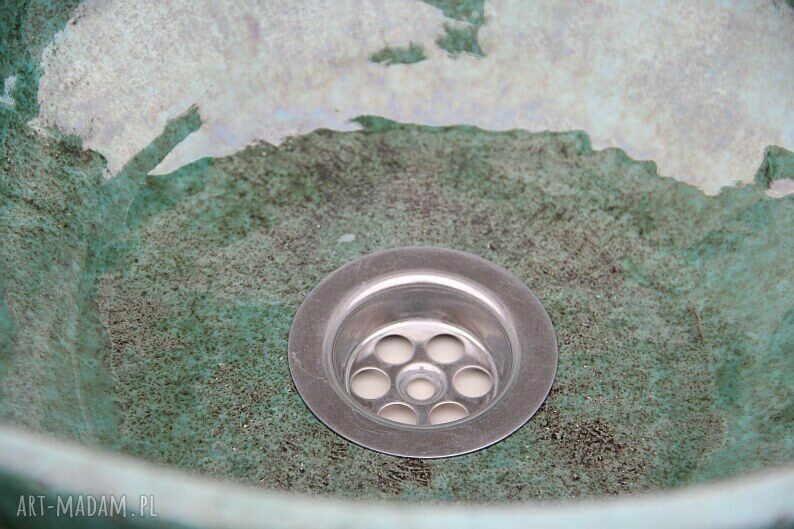 Ceramiczny zlew do łazienki - rustykalna umywalka z gliny