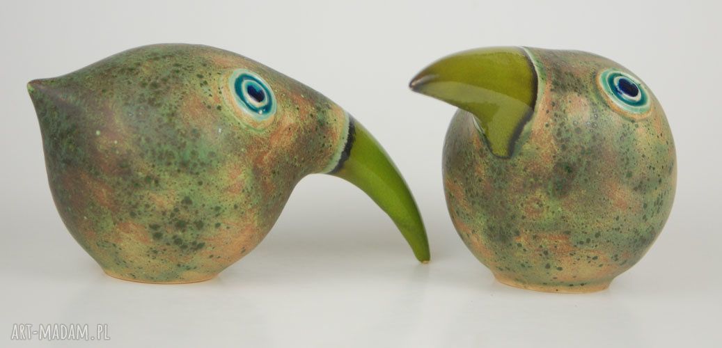 Wielki ptak patrzy ceramika zwierzęta figurki ptaki dwie