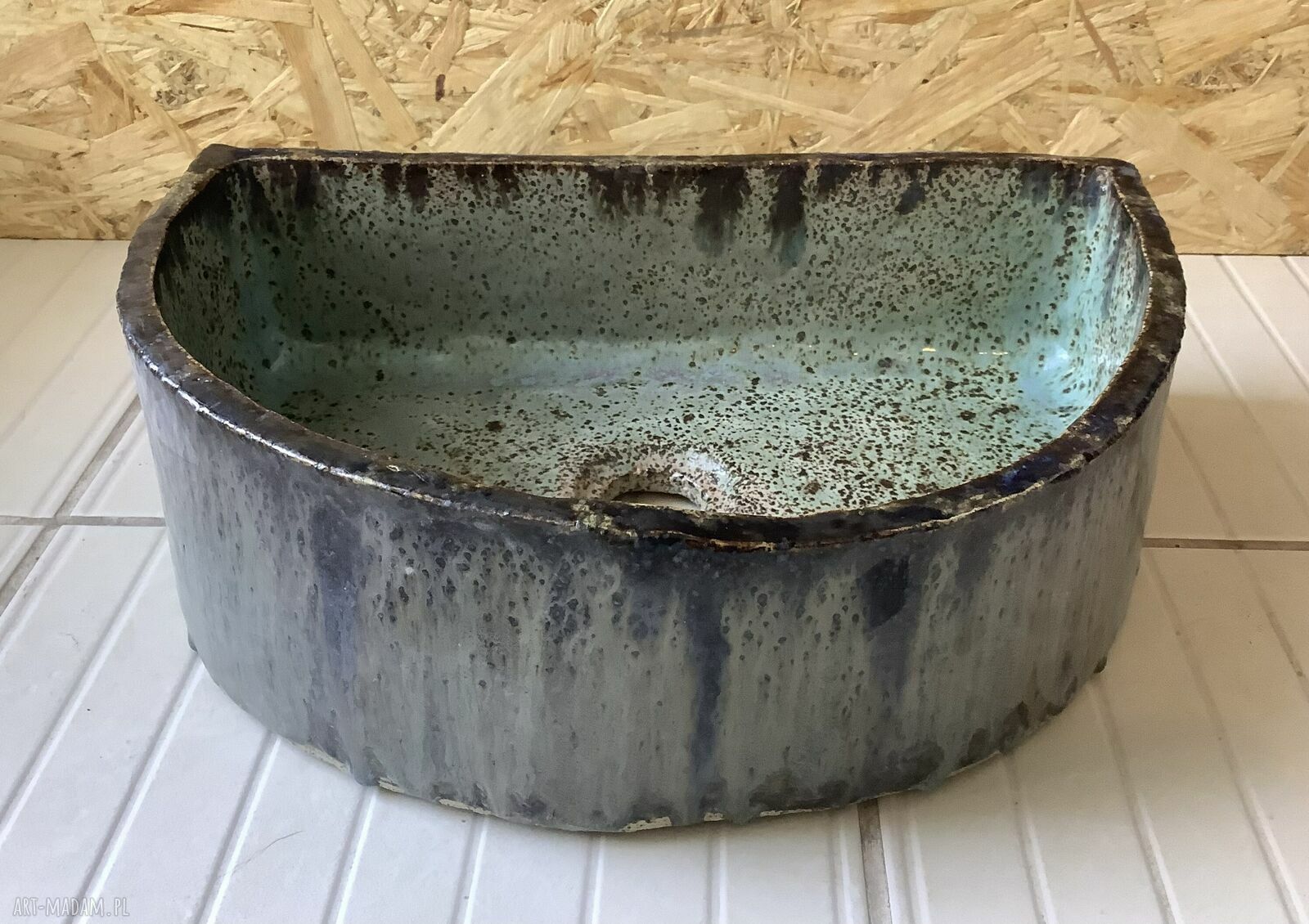 Ceramiczna umywalka nablatowa „Skalisty brzeg” - ręcznie robiona z szamotu (przecena)