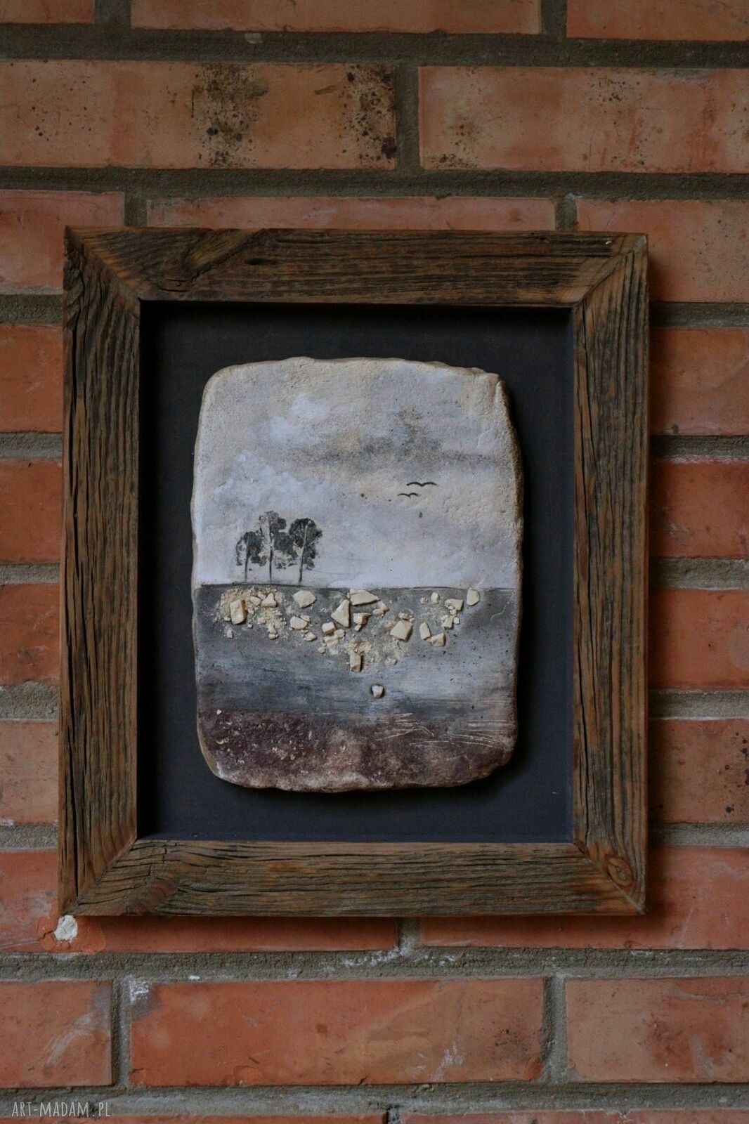 Ceramiczny obraz w drewnianej ramie "Stare drewno" - wyjątkowy prezent