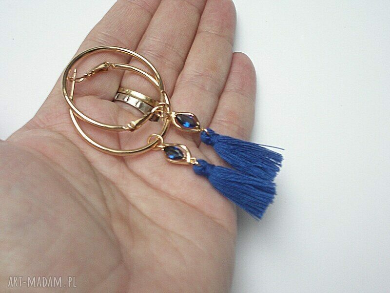 Kolczyki boho z chabrami handmade ręcznie robione | art Madam.pl