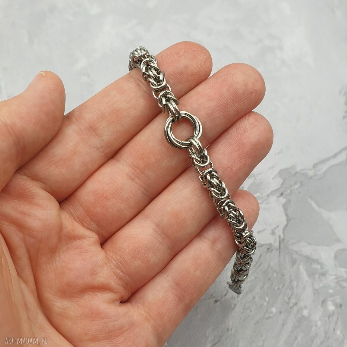 Bransoletka chainmaille ze stali szlachetnej - rockowa i regulowana