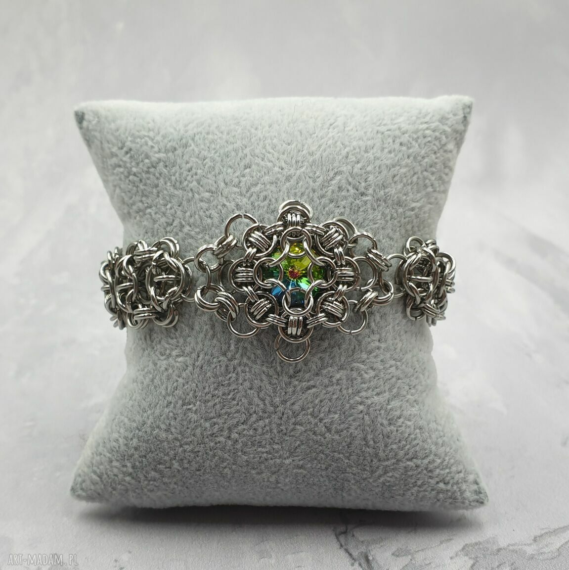 Bransoletka chainmaille z kryształem Swarovski