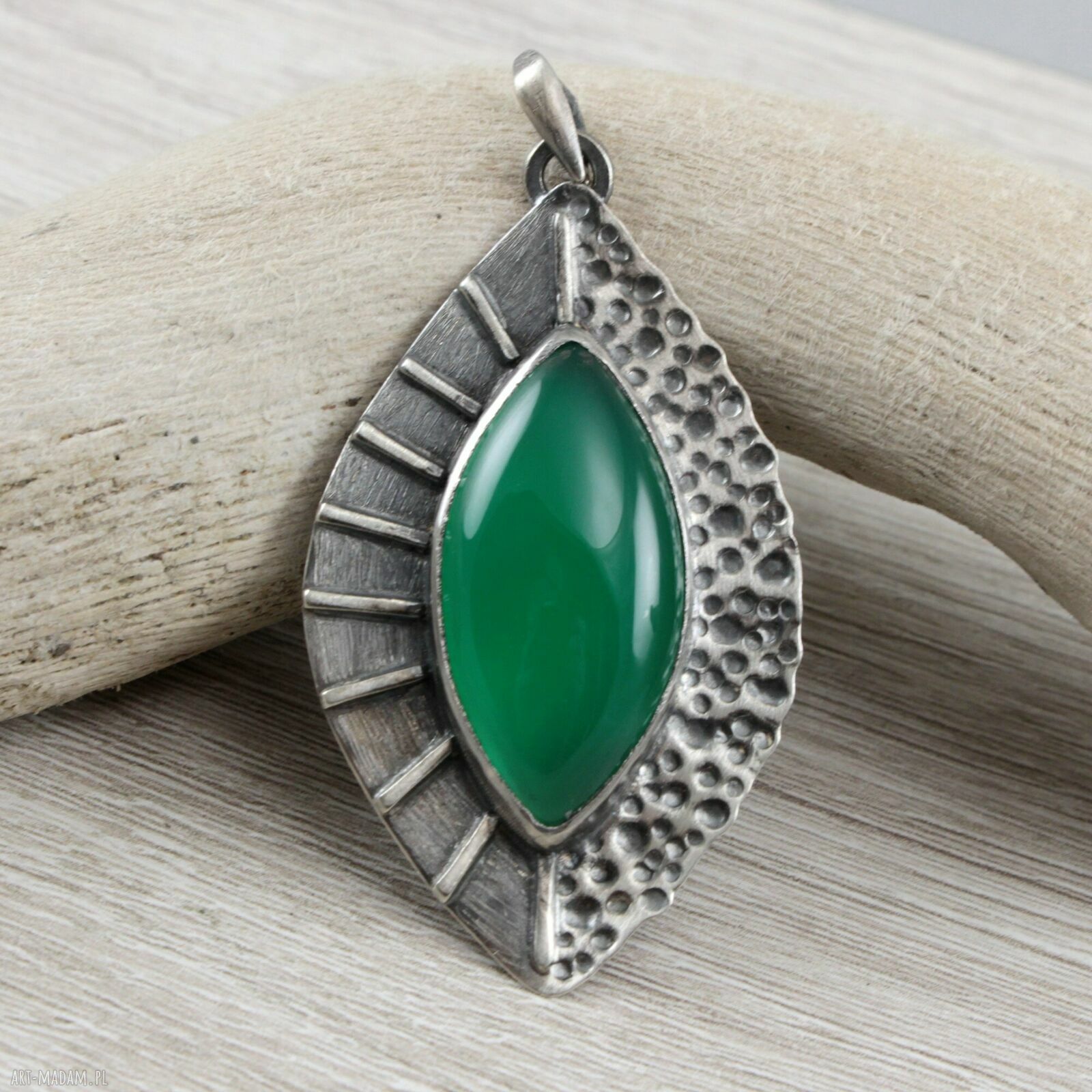 Chalcedon w srebrze 925 i 999 - wisior 1953a