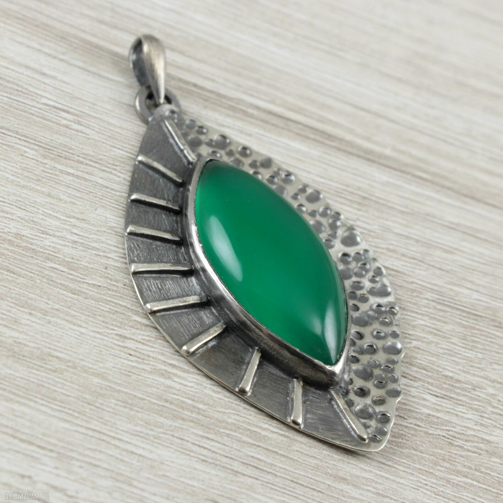 Chalcedon w srebrze 925 i 999 - wisior 1953a
