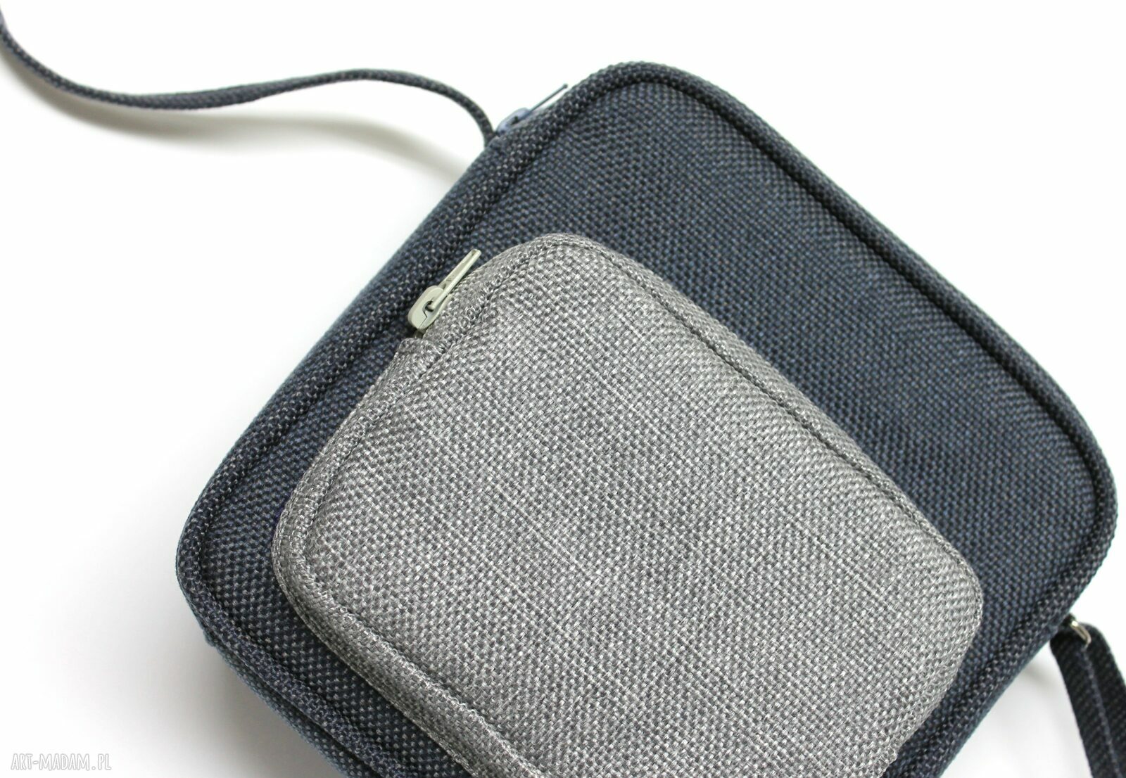 Chlebak - tkanina granat i szary (mini torebka handmade)