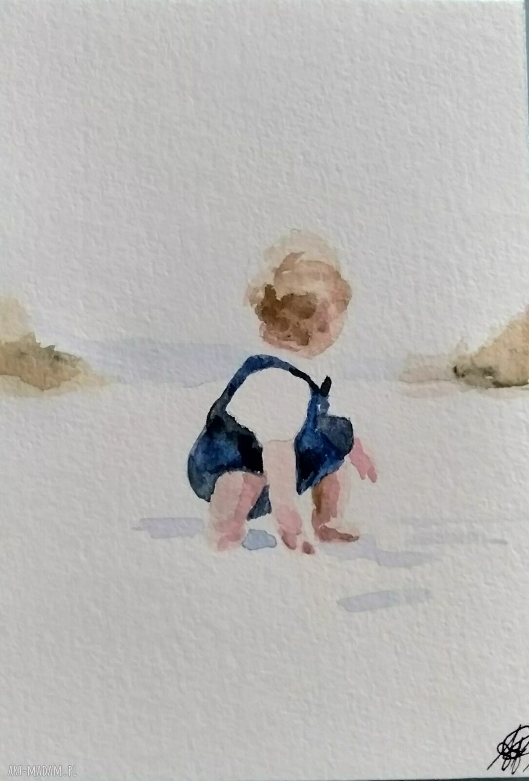 Chłopczyk - akwarela dla dziecka 10,5 x 15 cm