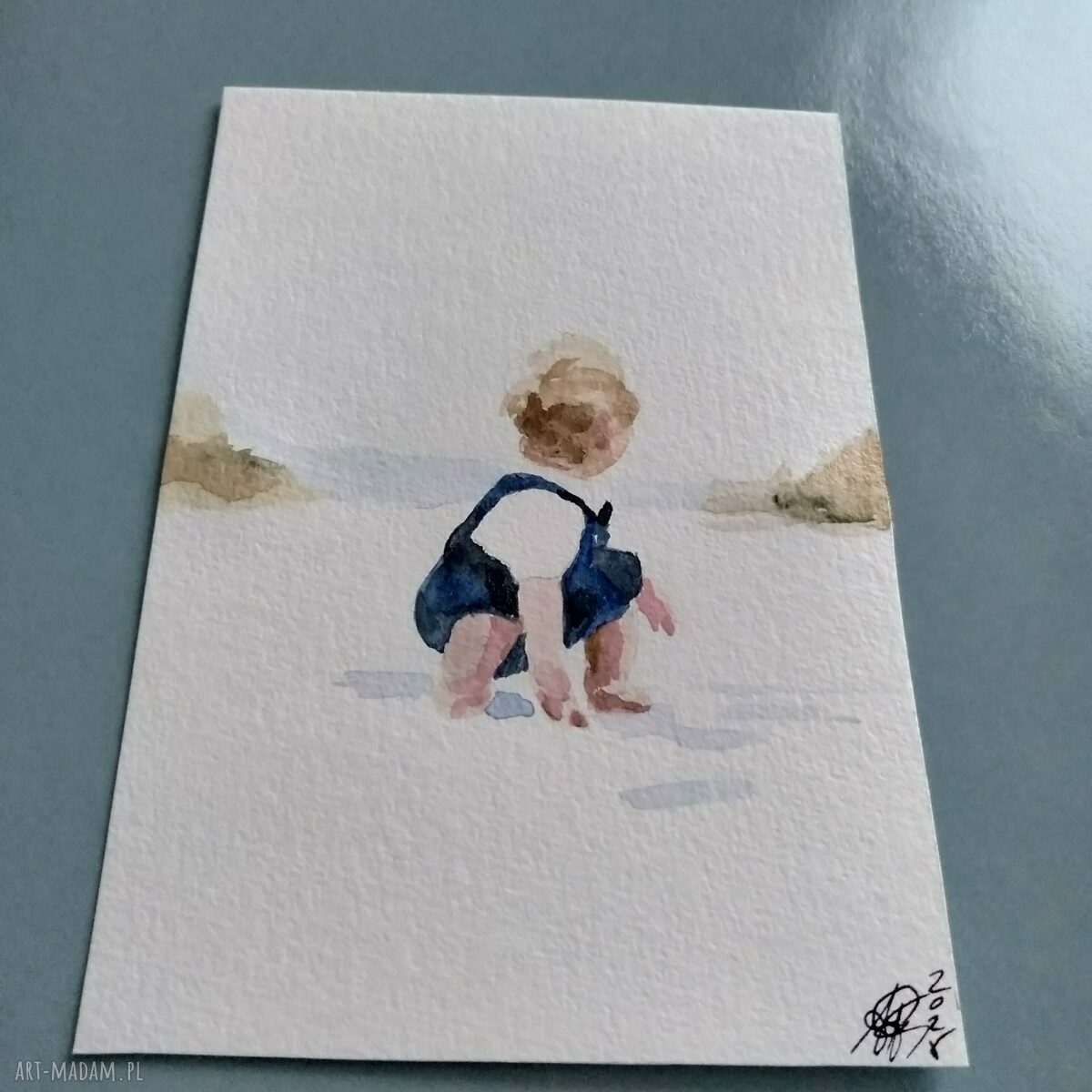 Chłopczyk - akwarela dla dziecka 10,5 x 15 cm