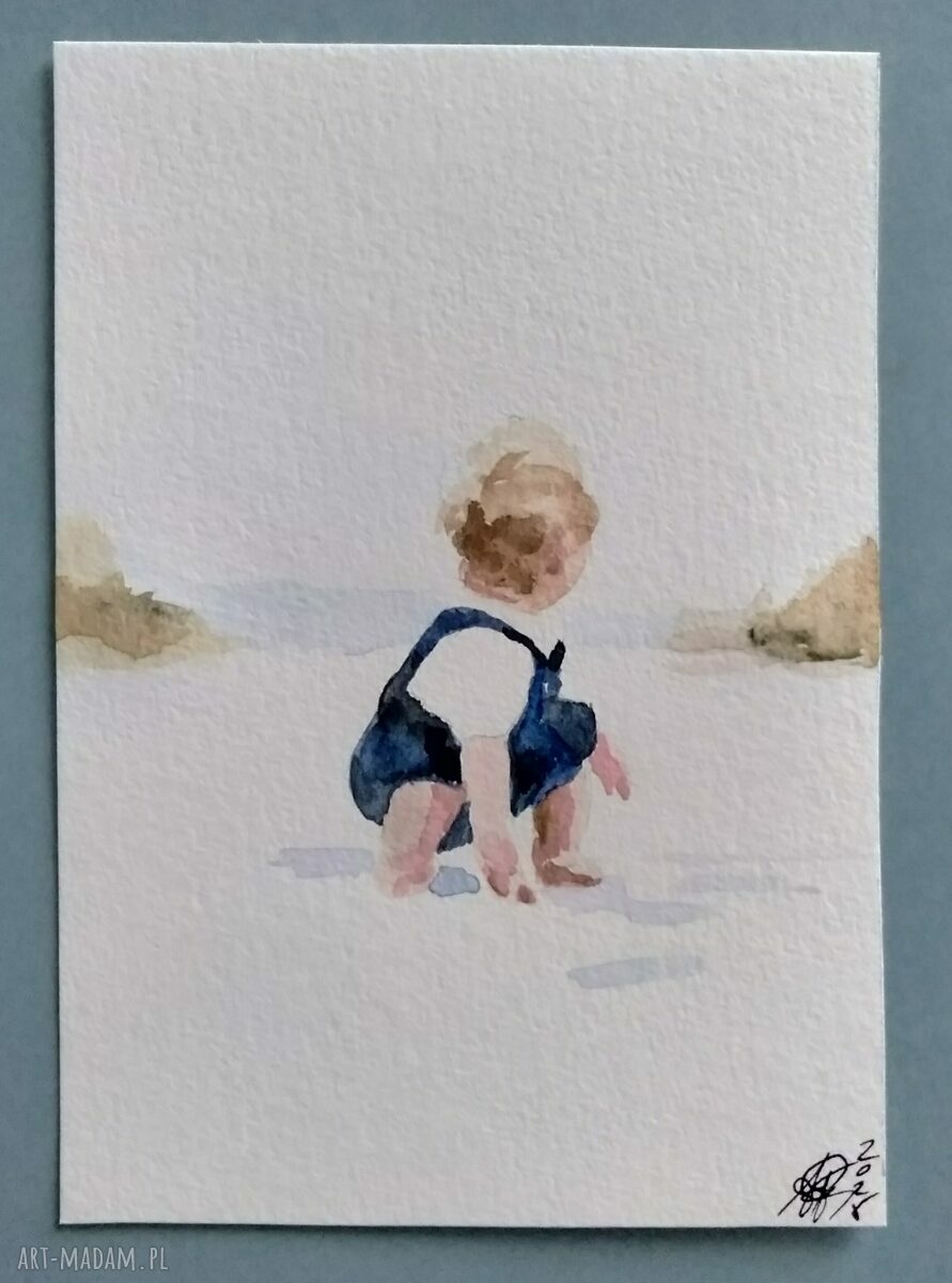 Chłopczyk - akwarela dla dziecka 10,5 x 15 cm