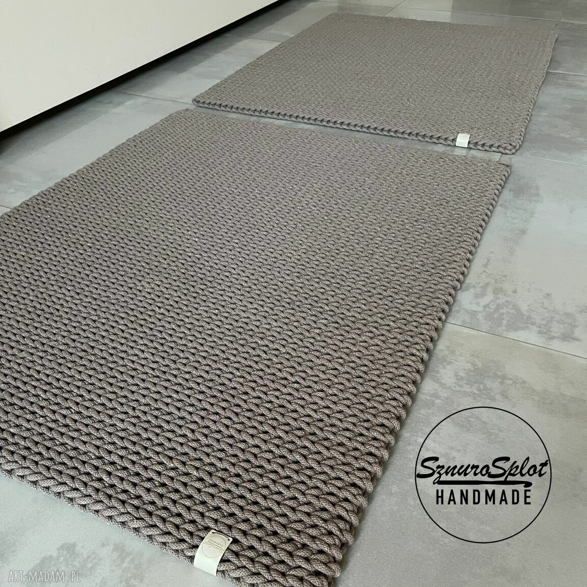 Chodnik/dywan 65x80 cm w kolorze taupe - sznurkowy prostokątny z bawełnianego sznurka
