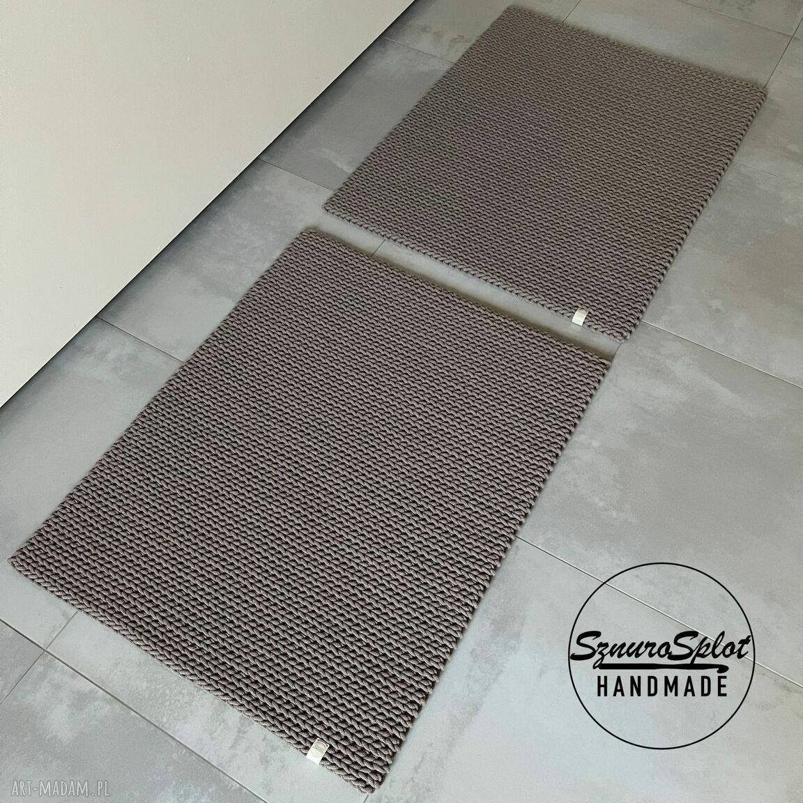 Chodnik/dywan 65x80 cm w kolorze taupe - sznurkowy prostokątny z bawełnianego sznurka