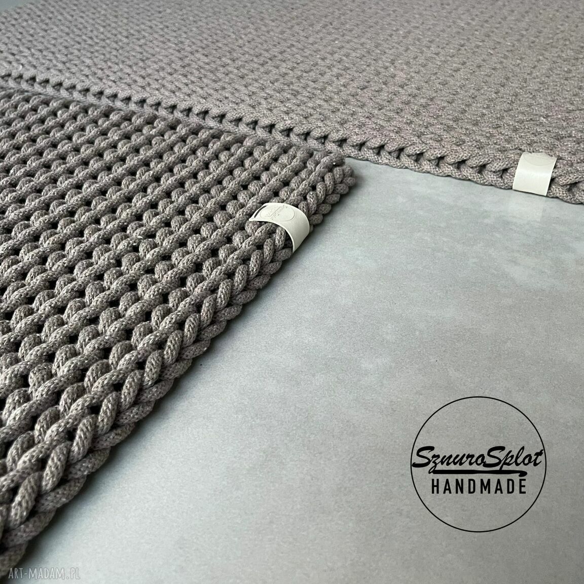 Chodnik/dywan 65x80 cm w kolorze taupe - sznurkowy prostokątny z bawełnianego sznurka