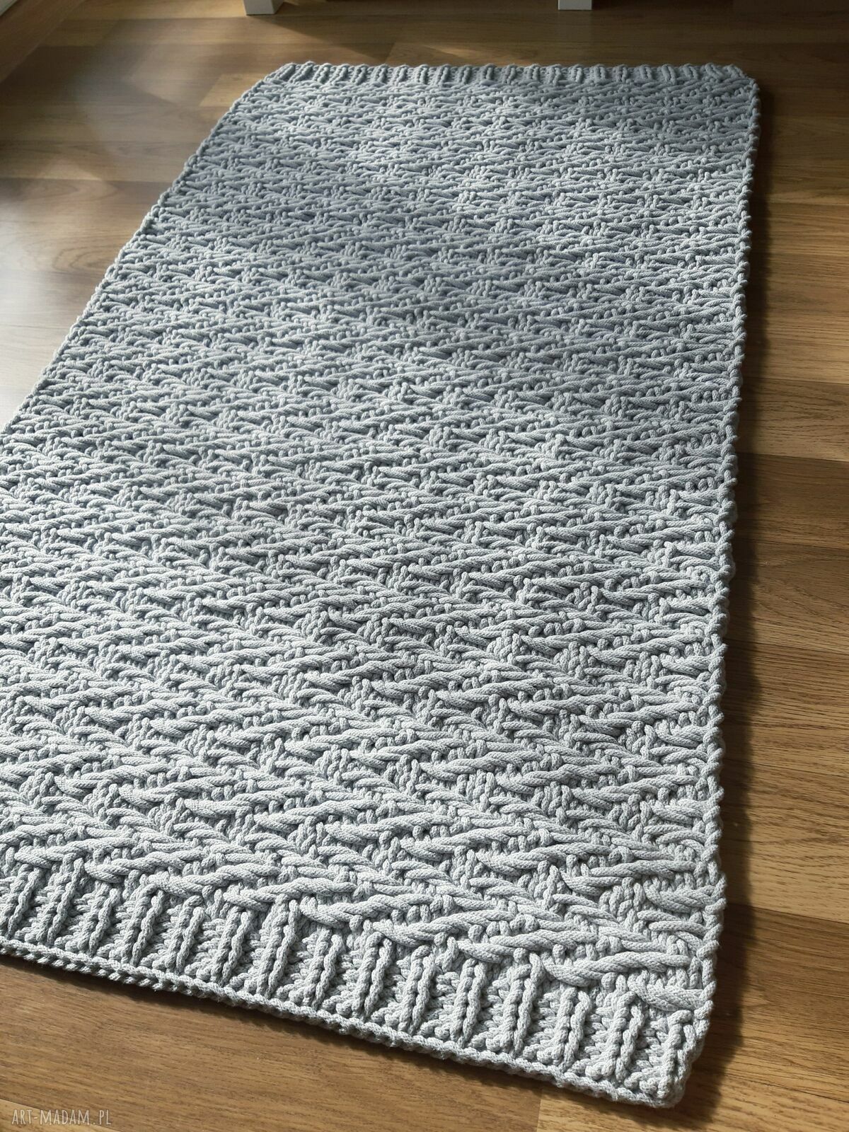 Chodnik ze sznurka bawełnianego 65x120 cm w jasnej szarości