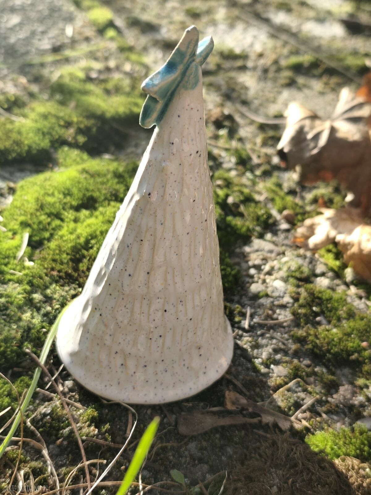 Ręcznie robiona choinka ceramiczna 13-14 cm - biała ozdoba na Boże Narodzenie