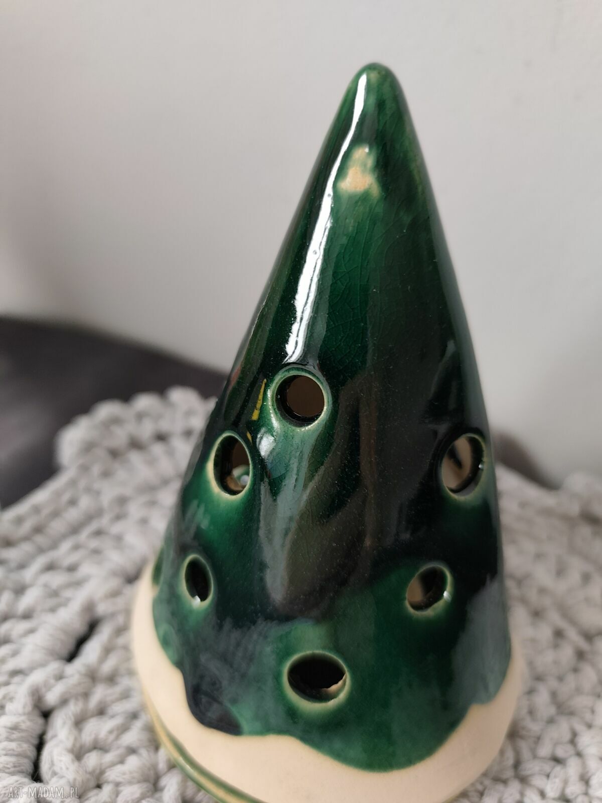 Choinka ceramiczna - lampion 13 cm - świąteczny świecznik
