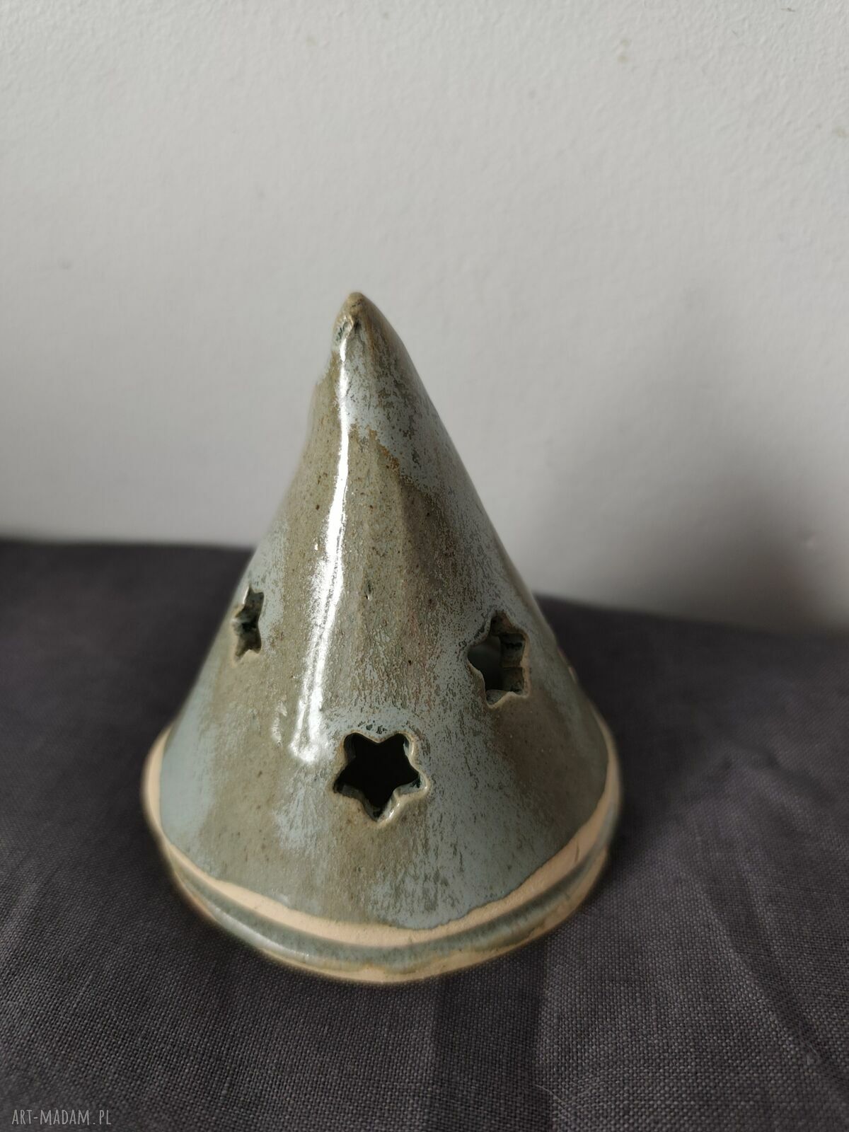 Choinka ceramiczna lampion 10 cm - ręcznie robiona ozdoba bożonarodzeniowa