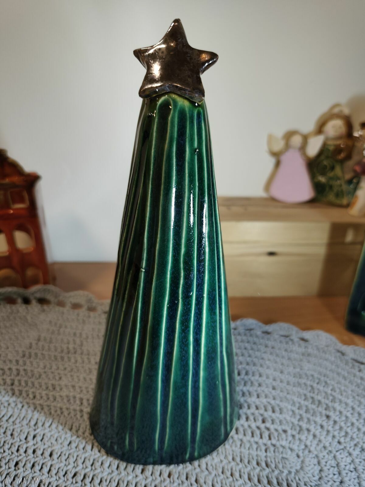 Choinka ceramiczna 25 cm - ręcznie wykonana ozdoba świąteczna Wolna Chwila