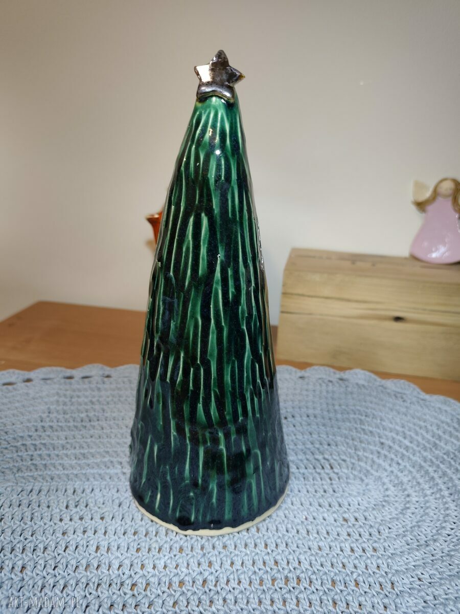 Choinka ceramiczna 25 cm - ręcznie robiona ozdoba świąteczna Wolna Chwila