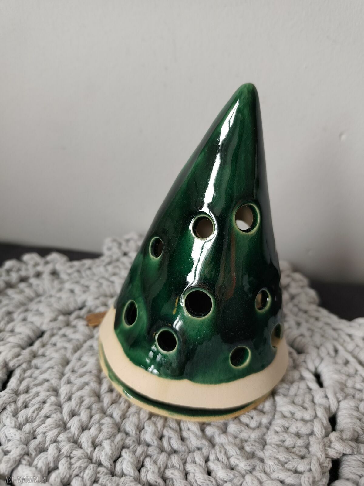 Choinka ceramiczna - lampion 13 cm - świąteczny świecznik