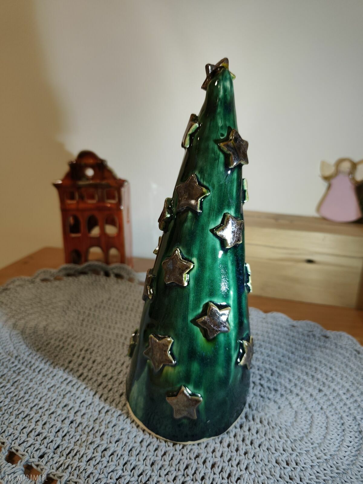 Choinka ceramiczna 25 cm - świąteczna ozdoba na prezent do domu i biura