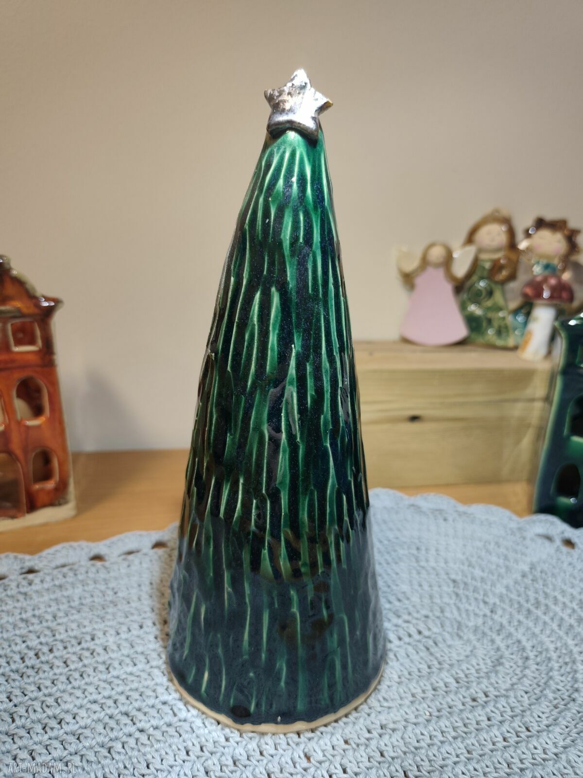 Choinka ceramiczna 25 cm - ręcznie robiona ozdoba świąteczna Wolna Chwila