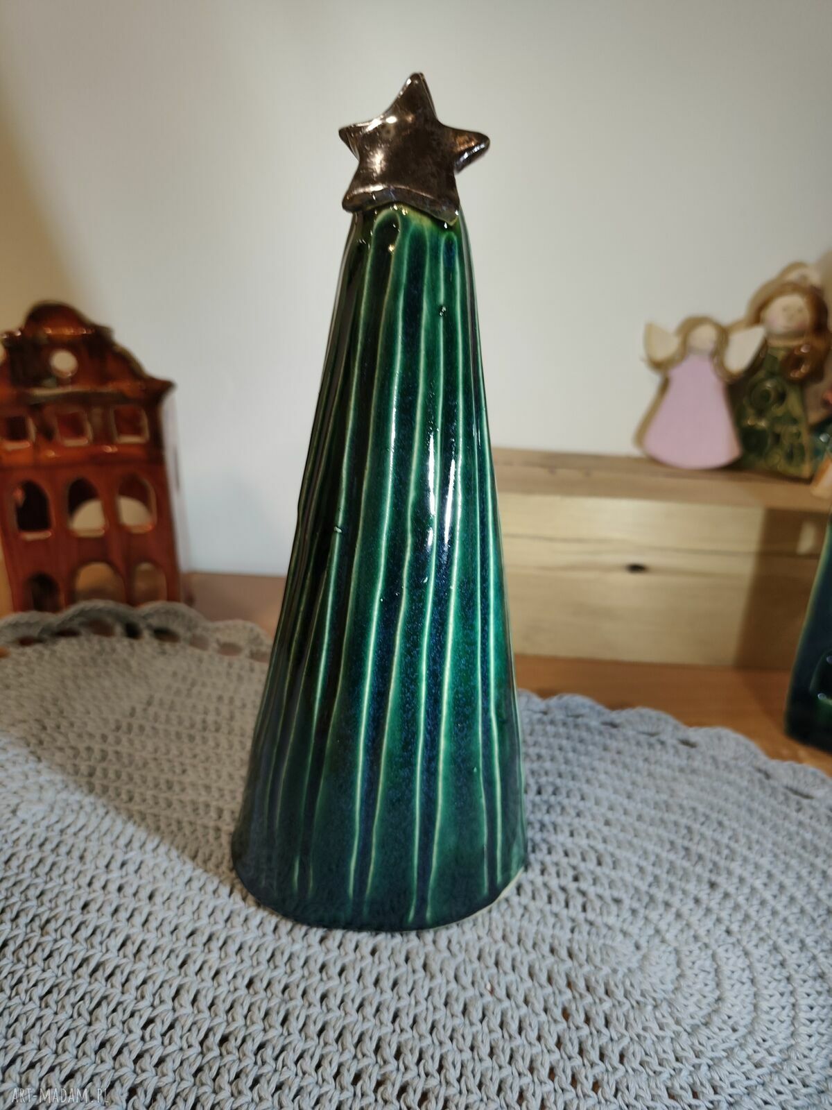 Choinka ceramiczna 25 cm - ręcznie wykonana ozdoba świąteczna Wolna Chwila