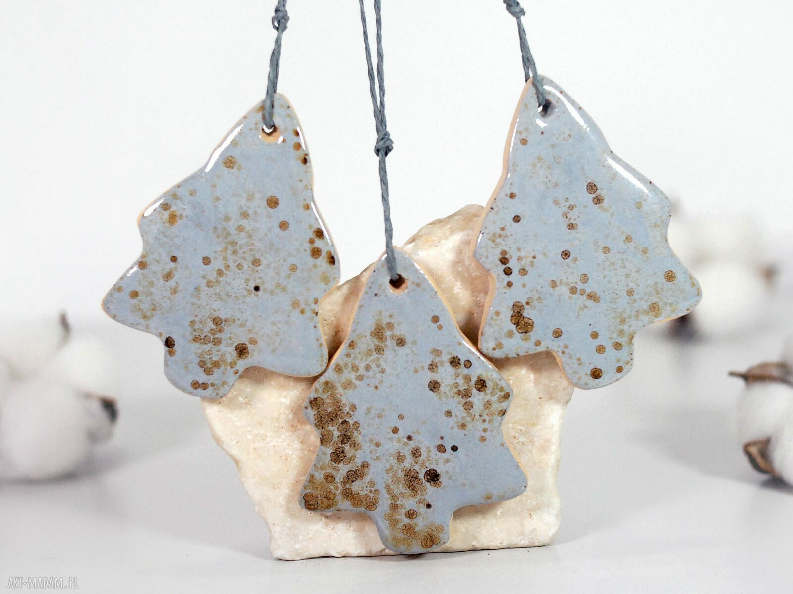 Ceramiczne choinki - zestaw 3 ozdób choinkowych