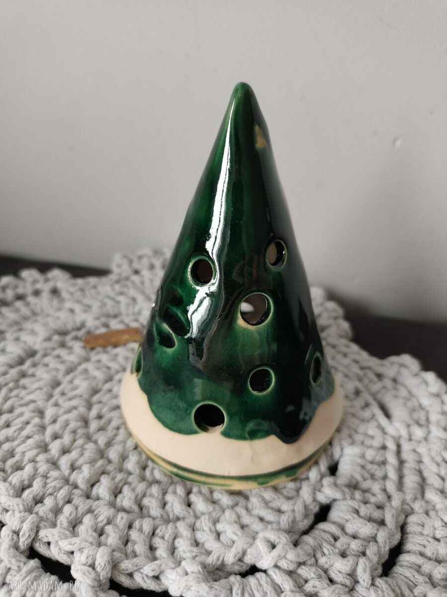 Choinka ceramiczna - lampion 13 cm - świąteczny świecznik