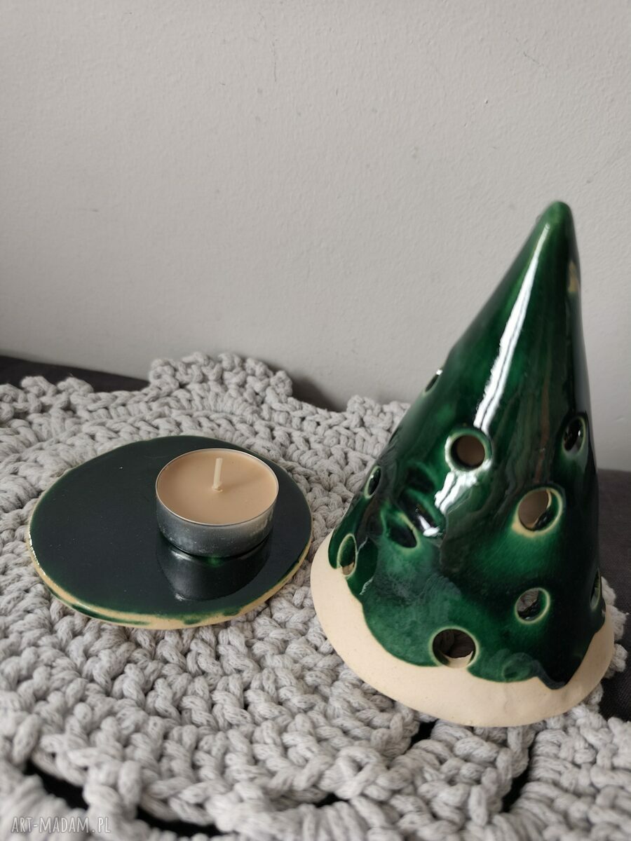 Choinka ceramiczna - lampion 13 cm - świąteczny świecznik