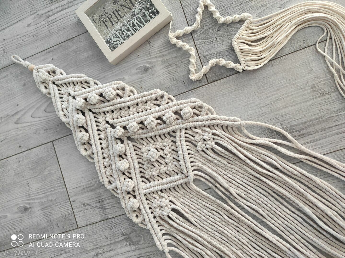 Choinka z makramy boho w kolorze ecru (~100 cm)