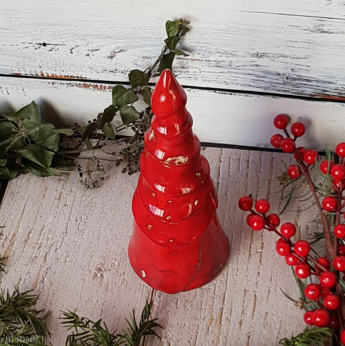 Choinka ceramiczna rozm. L w intensywnej czerwieni