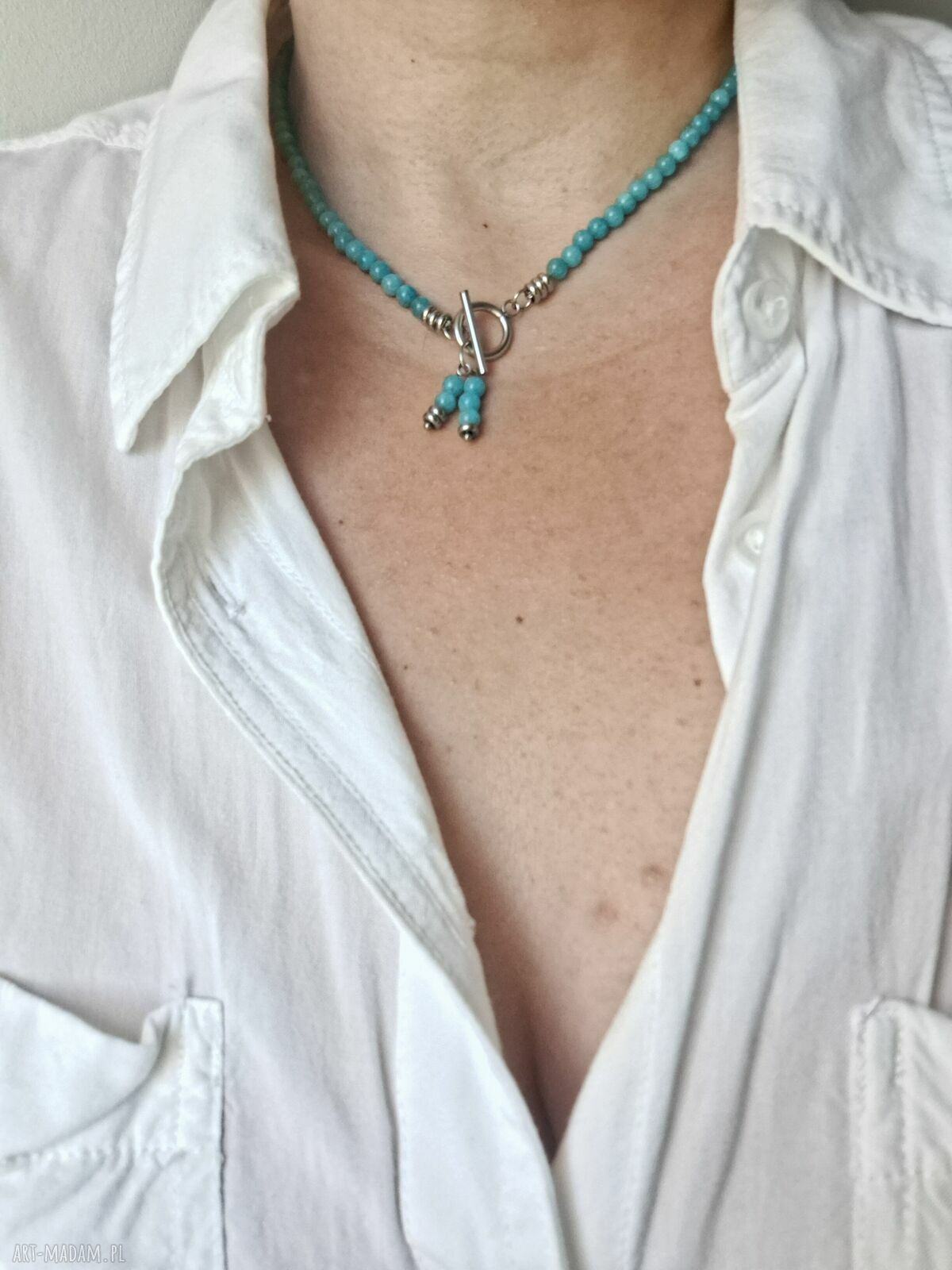 Choker z amazonitu - elegancki naszyjnik z kamieni naturalnych