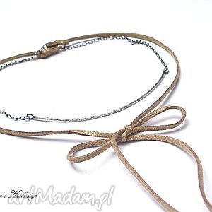 choker beige gold - naszyjnik