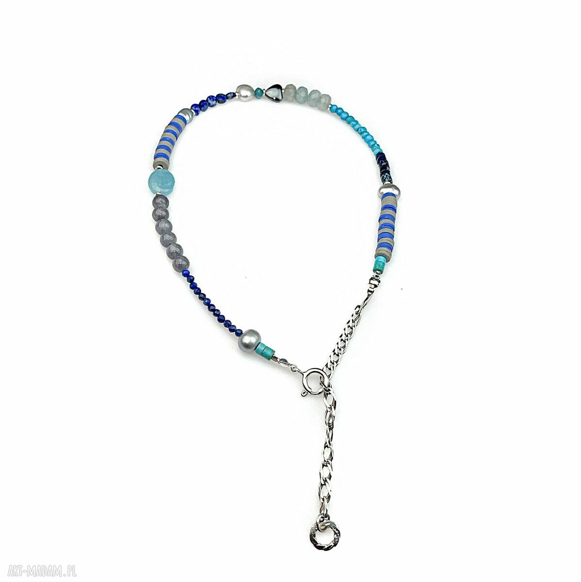 Choker Blue - modny naszyjnik niebieski handmade ze srebrem 925