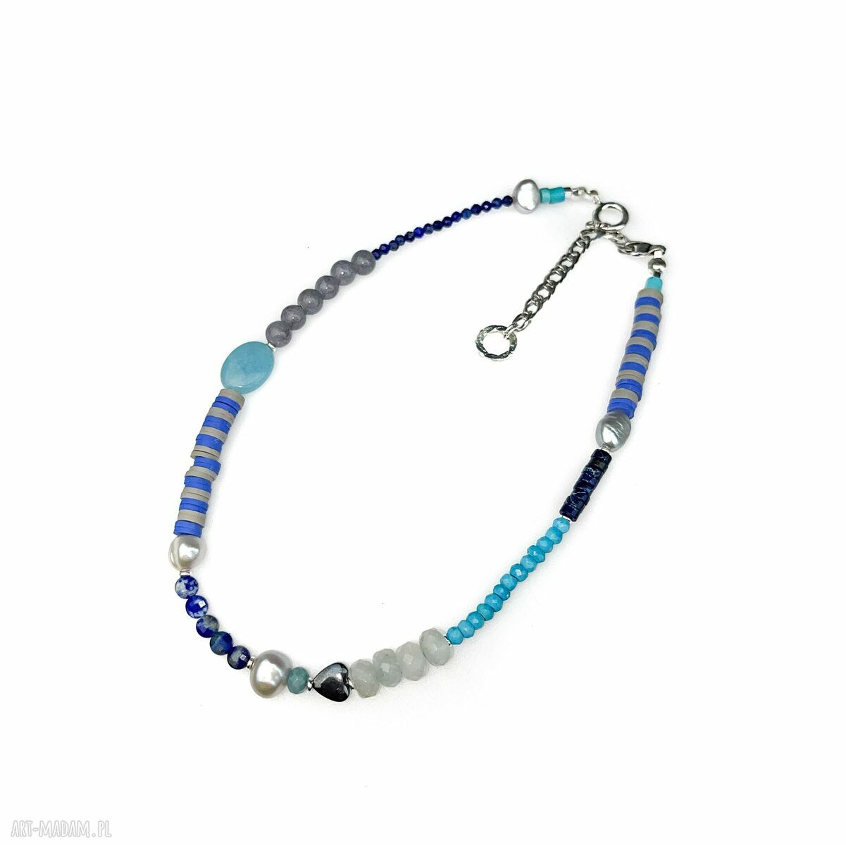 Choker Blue - modny naszyjnik niebieski handmade ze srebrem 925